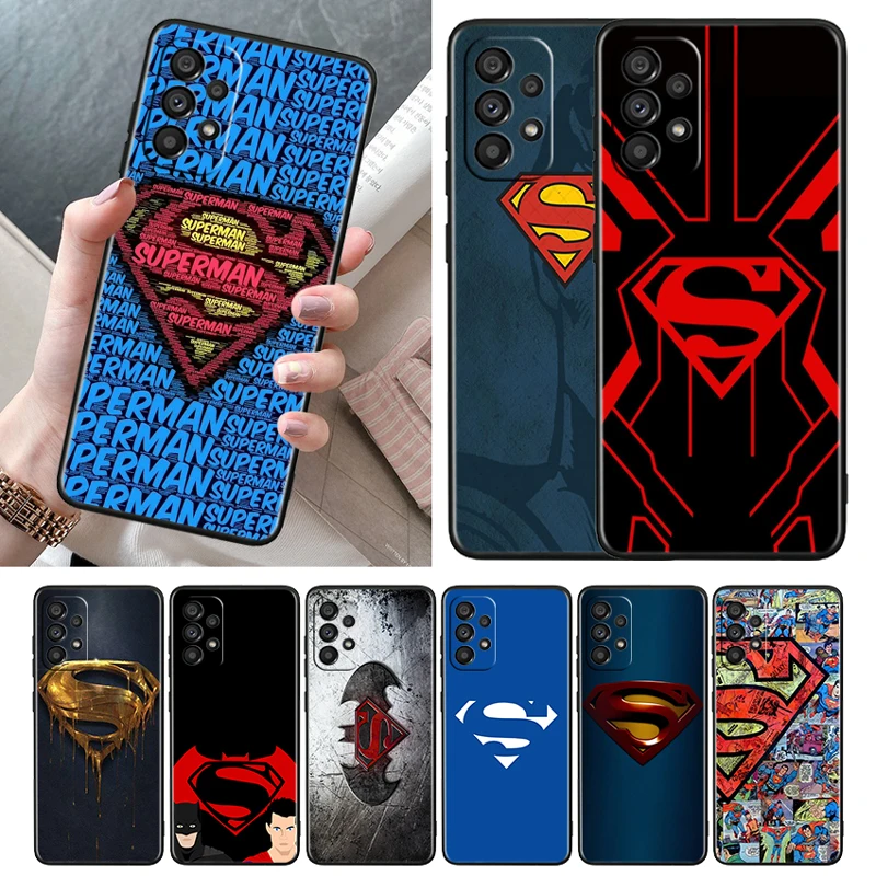 

DC Hero Superman Logo Soft Black Phone Case For Samsung A73 A72 A71 A53 A52 A51 A42 A33 A32 A23 A22 A21S A13 A04 A03 5G Cover