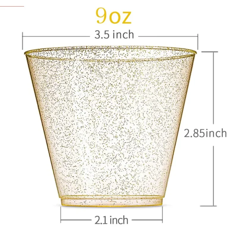 

10Pieces of Rose Gold Cup Disposable Rose Gold Sparkling Plastic Cup-High-End Wedding Pink Cup-Party Cup