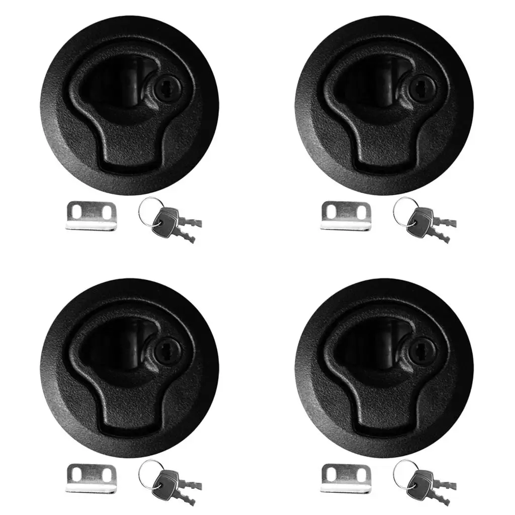 

4pcs/set Round 50mm Flush Pull Latches with Keys for Boat Deck 1/4'' Door - Locking Type