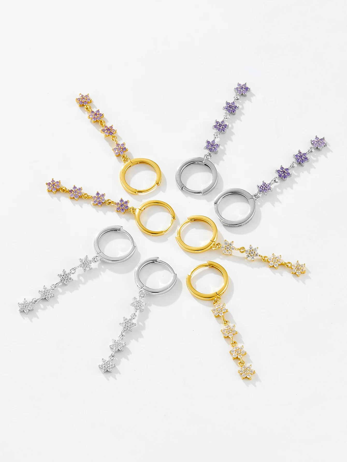 DPLAOPA новинка 925 года серебро 2024 пробы цветок циркон CZ длинная цепочка висячие