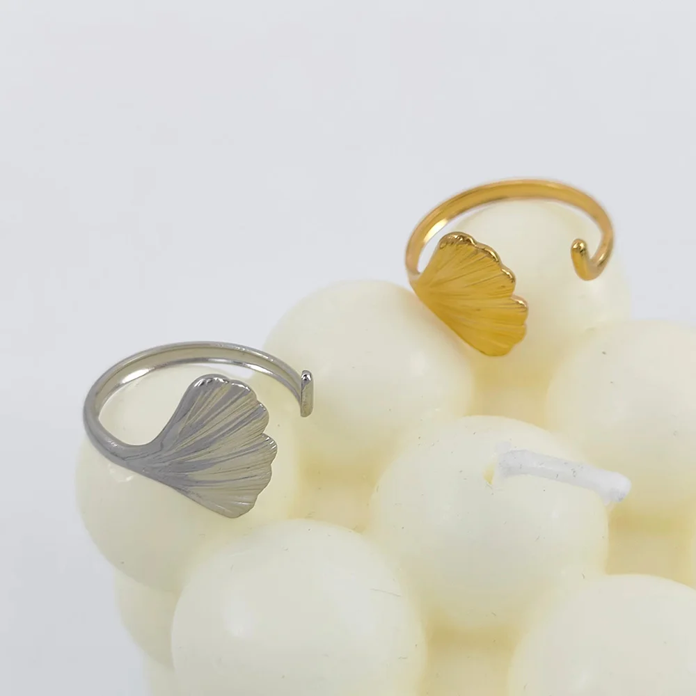 

Stainless Steel Shell Dolphin Tail Opening Finger Ring Shell Geometric Adjustable Ring for Women Jewelry Gift