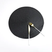 pp placemat solid color round hand woven insulation pad no wash coaster table top decoration pad multi color