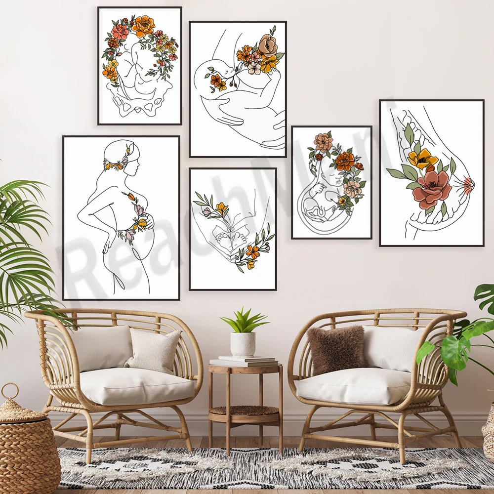 Цветочная грудь матка искусство для беременных близнецов печать на грудном