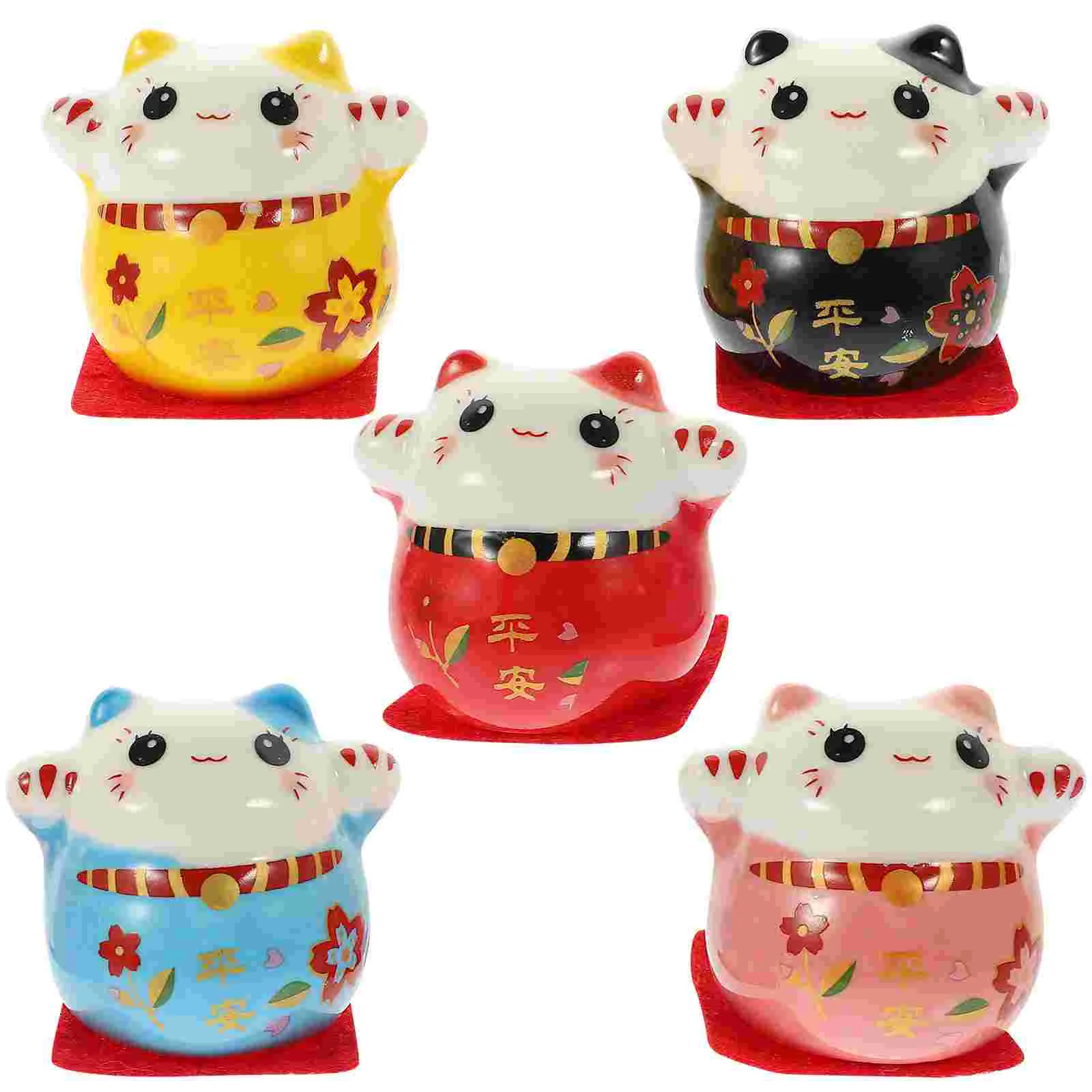 

Cat Fortune Figurine Ornament Statues Garden Mini Lucky Desktop Car Statue Ceramic Craft Miniature Cute Animals Sculpture Micro