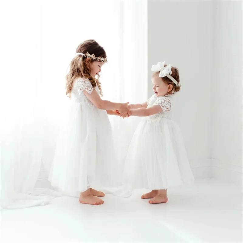 

2023 Princess Lace Dress for Kids Girl Children Summer New Design Tulle Dresses Infant Elegant Party Frocks Kid Boutique Vestido