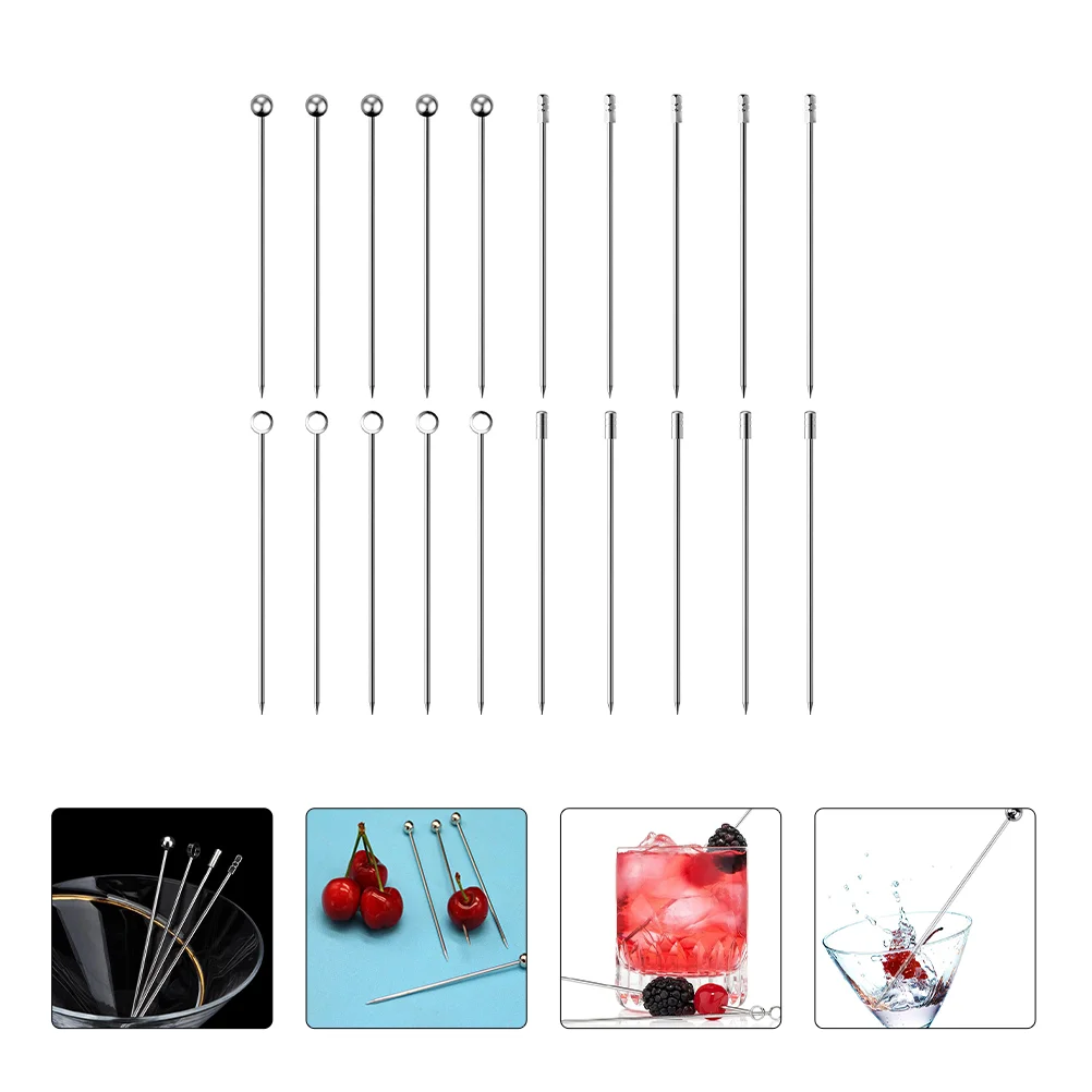 

Picks Cocktail Fruit Sticks Decorative Stainless Steel Reusable Metal Skewers