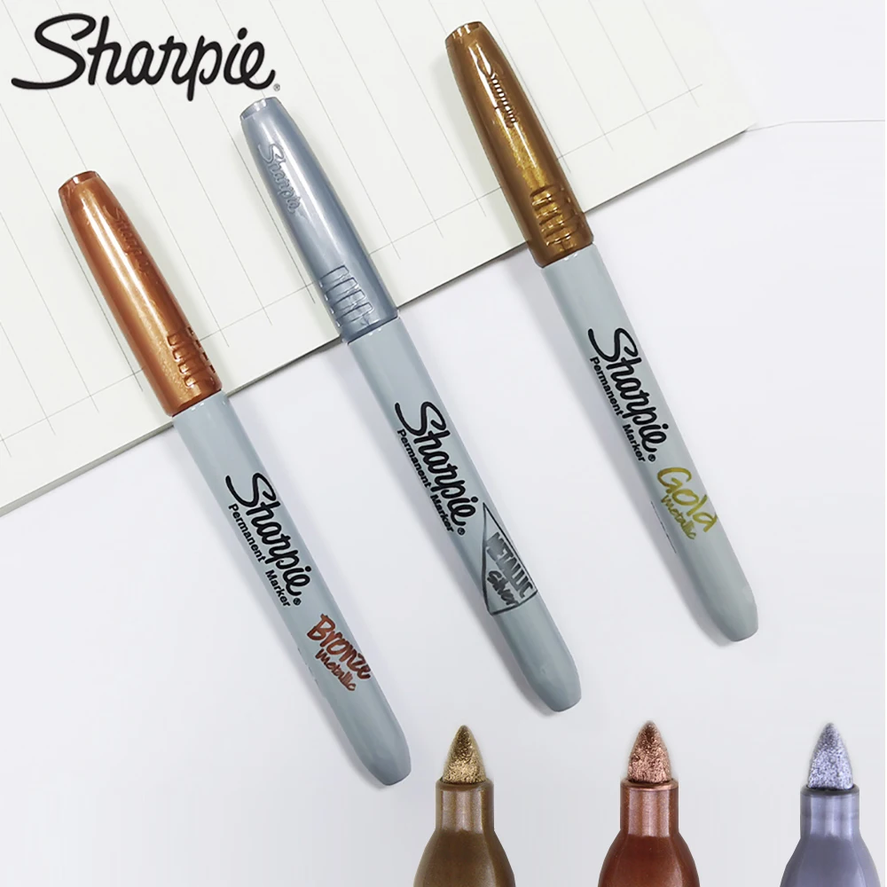 

12pcs American Sharpie Metal Marker 39100 Industrial Dot Permanent Highlighter Halogen-free Oily Art Stationery Drawing Graffiti