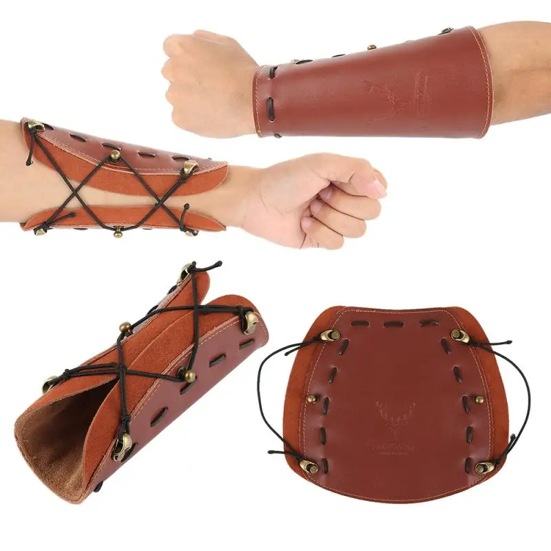 

Prodessional Arm Protection Archery Arrow Elastic Cow Leather 2 Strap Shooting Target Arm Guard Protection Safe Strap Armband