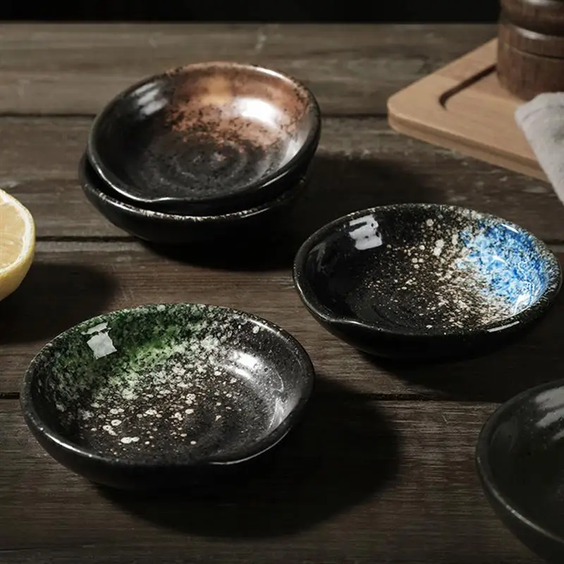 

4pcs Japanese Style Ceramic Seasoning Dishes Sauce Vinegar Saucer Bowl Sushi Dipping Plates Kitchen Tableware