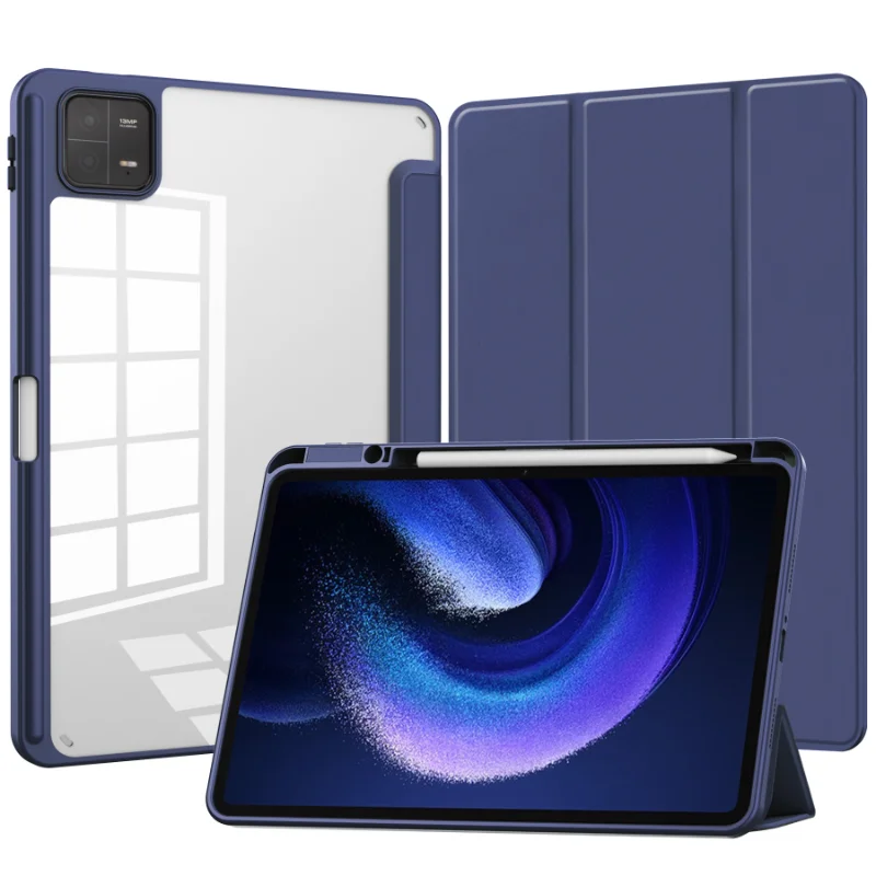 

For Xiaomi Pad 6 pro case 2023 with Pencil Holder Cover Funda With Auto Wake UP For Xiaomi Pad 6 11 inch Transparent Cover