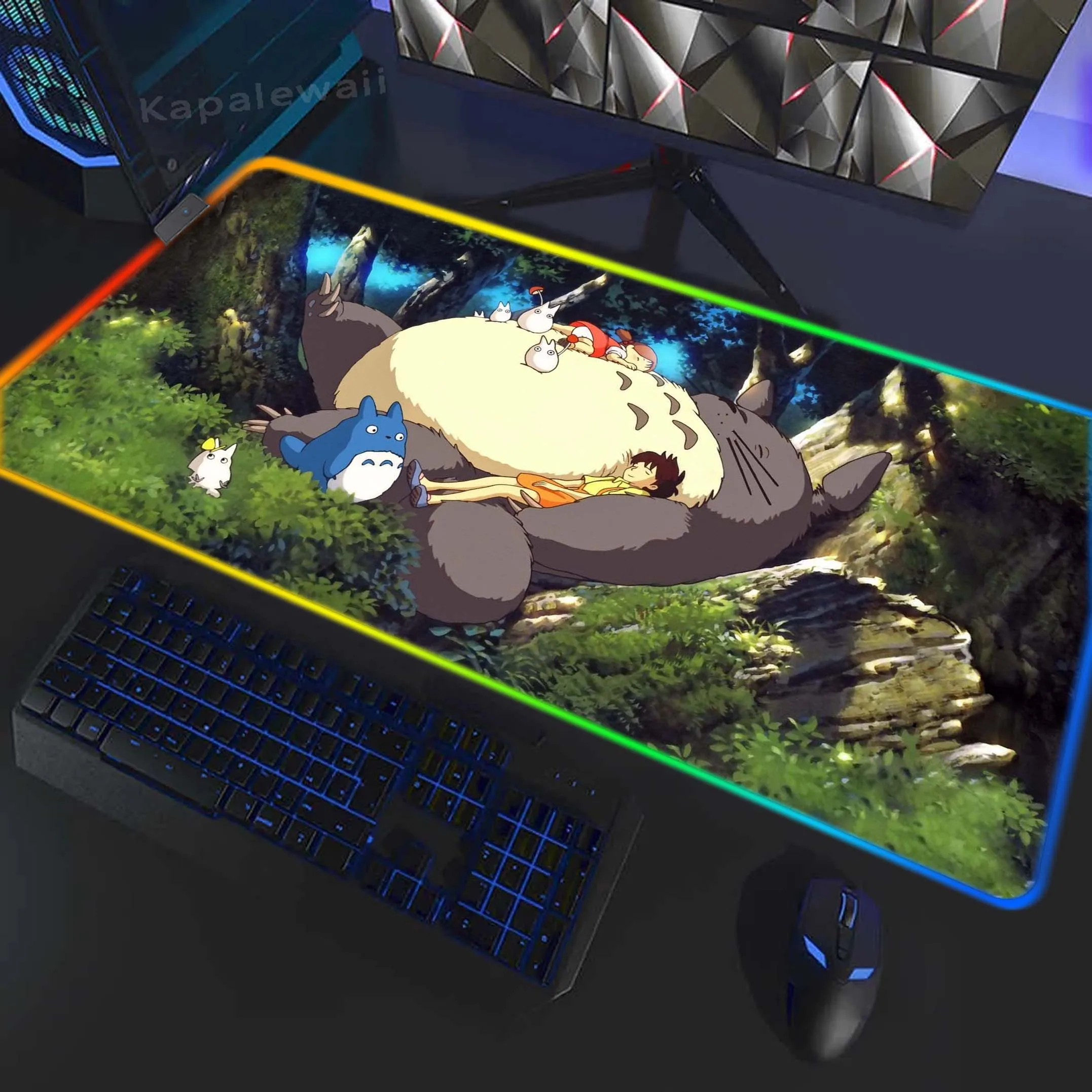 

Totoro LED Locking Edge Mousepad XXL 400x900mm Large Keyboard Pads Desk Mat Backlight Gaming Mouse Pad Computer Soft Mouse Mat