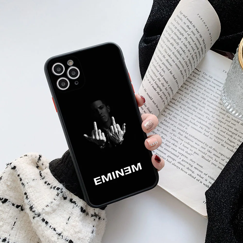 Для iphone 16ProMax 15 Pro 14 13 12 Mini 11 7 8 16 Plus XS Max XR Eminem RAP GOD Frosted Translucent Cover Черные чехлы для