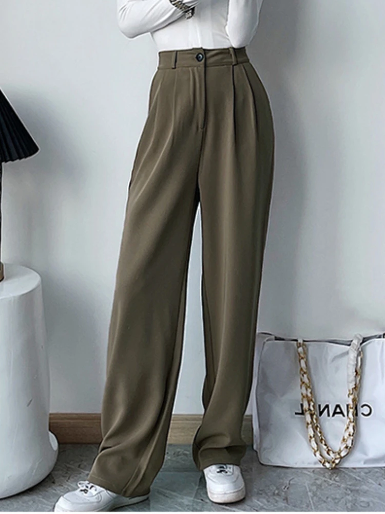 

Mozuleva Casual Women Straight Long Pants 2022 Autumn High Waist Female Streetwear Trouser Fashion Black Full Length Trousers