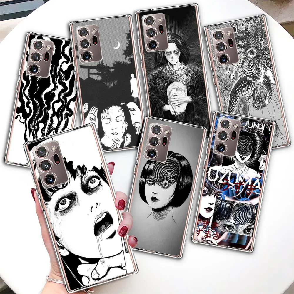 

Чехол для Samsung Galaxy Note 20 Ultra 10 Lite 9 8, прозрачный чехол из ТПУ для телефона S23, S21, S20, FE S22 Plus, A53, Junji Ito, с аниме ужасами