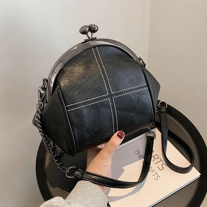 

Винтажные женские сумки-мессенджеры через плечо с ракушкой 2022, Модные маленькие женские брендовые сумки на плечо из искусственной кожи с цепочкой, сумочки, кошелек