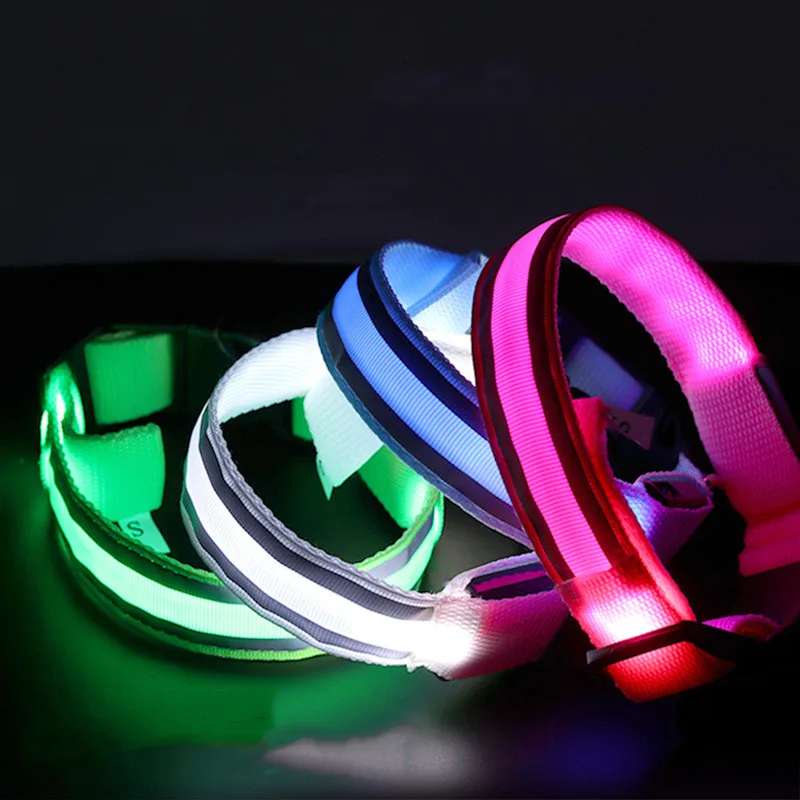 Dog Collar Battery Powered Pet Dog LED Glowing Collar Luminous Flashing Dog Collar Outdoor Walking Night Safety Supplies