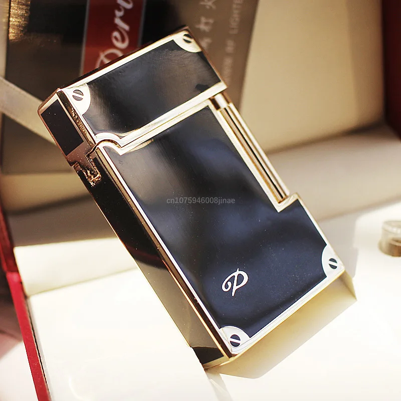 Genuine Steel Tone Loud Lighter Gas Inflatable Open Flame Metal Side Sliding Cigarette Lighter for Boyfriend Husband Gift Box