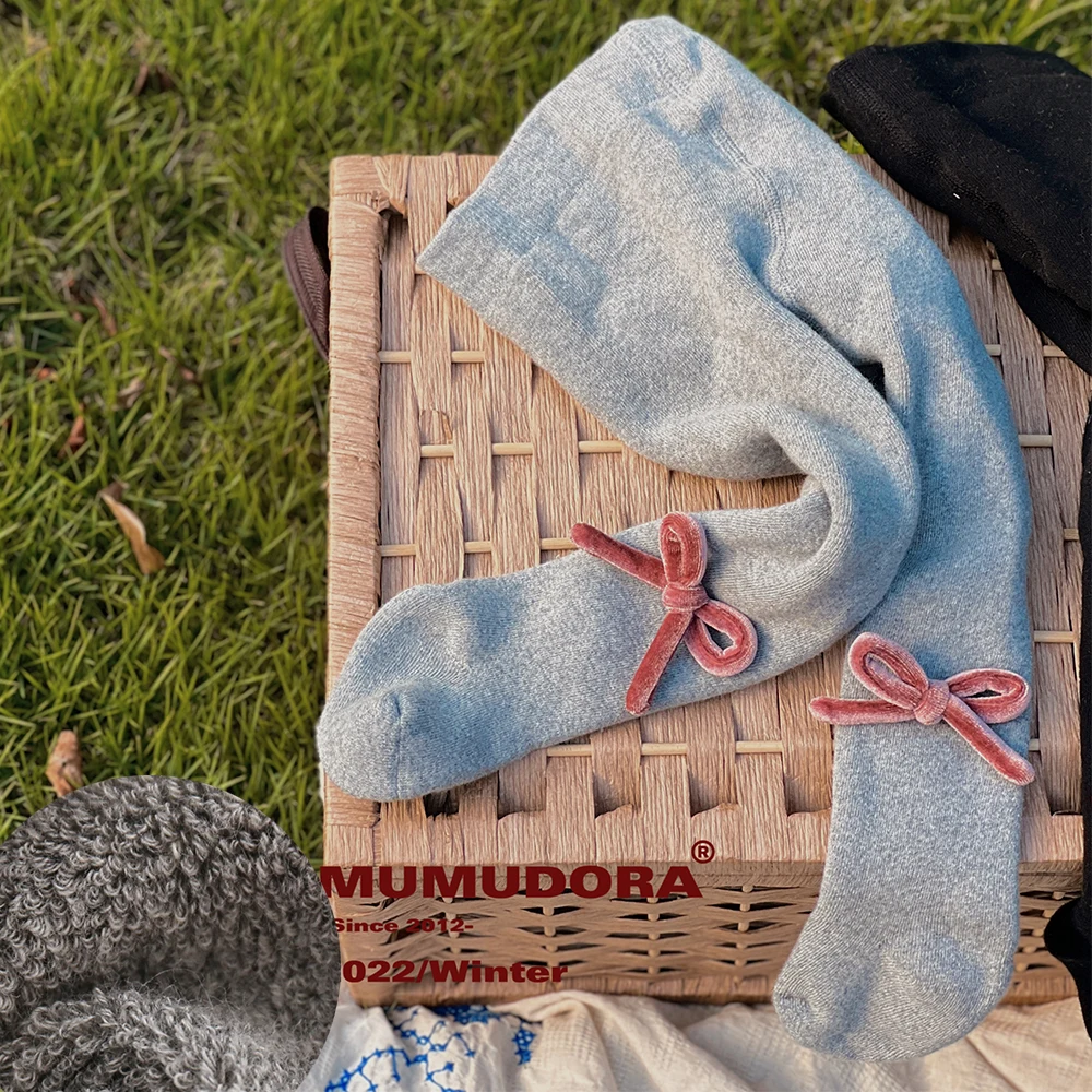 

Children Winter Warm Pantyhose Thick Thermal White Terry Cotton Tights For Girls Toddler Kids Bow Pants Baby Collant Accessories