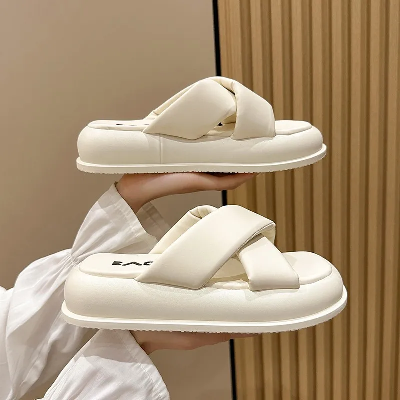 

2023 Summer New Women Slipper Fashion Open Toe Ladies Elegnat Soft Sole Flats Heel Slides Outdoor Party Dress Sandalias