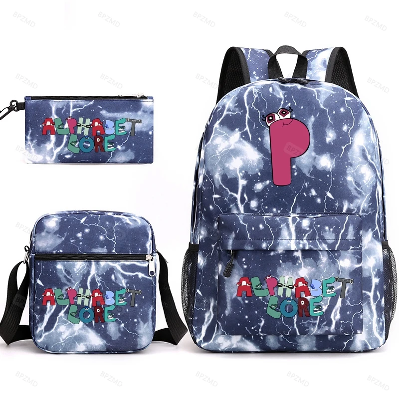 Anime Alphabey Lore Print Backpack for Boys Girls Student School Bag Multifunctional Causal Large Capacity Rucksack Kid Gift