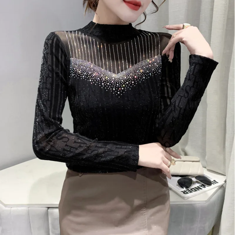 # 4206 Черно-коричневая футболка с длинными рукавами Женская круглым вырезом и