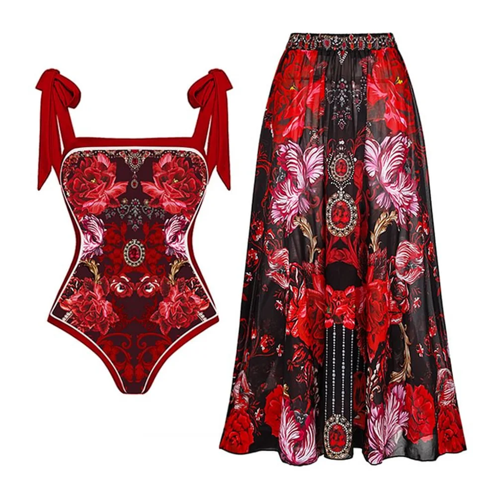 

Female Retro Swimsuit One Piece 2023 New Bow Tie Women's Beach Dress Holiday Beachwear Designer Bathing Suit Cover Up