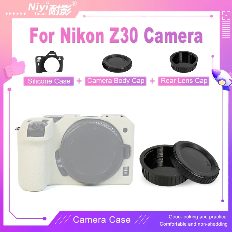 

Rough Surface Non-slip Soft Silicone Case With Camera Body Cap Lens Rear Cap Camera For Nikon Z30 Rubber Cover Battery Opening