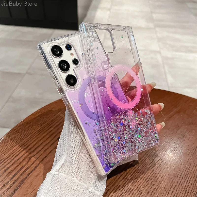 Роскошный Блестящий Магнитный Мягкий Чехол Для Samsung S22 S23 S24 Fe Plus Ultra Совместимый С