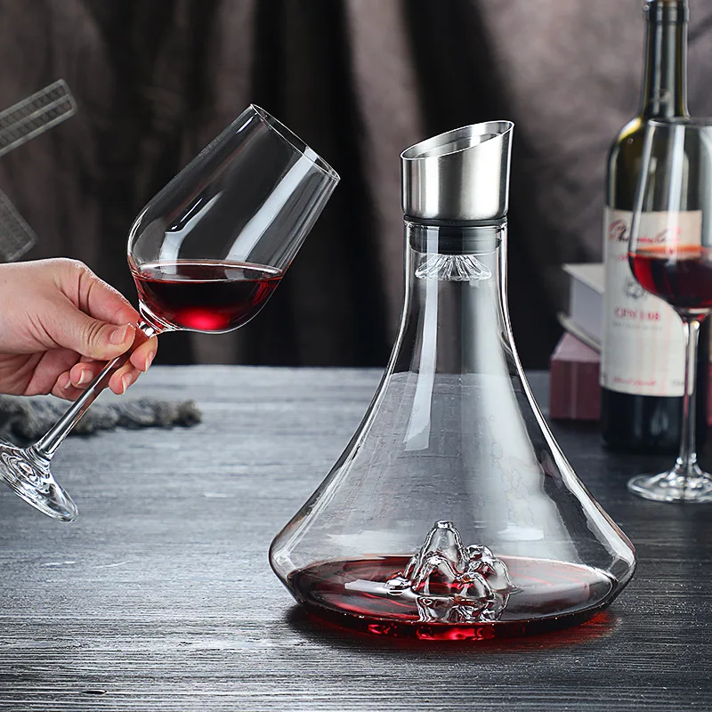 

1800ml High Grade Guanshan Style Decanter High Borosilicate Glass Wine Bottle Wine Dispenser Snow Mountain Shape Red Wine Bottle