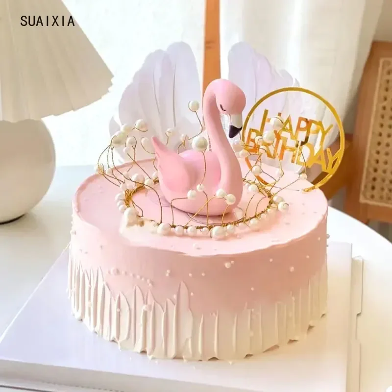 Украшение для торта в виде фламинго акриловый Топпер украшение дня рождения