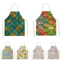 mermaid fish scale pattern apron cooking baking bib kitchen anti dirty linen apron household cleaning tool chef sleeveless apron