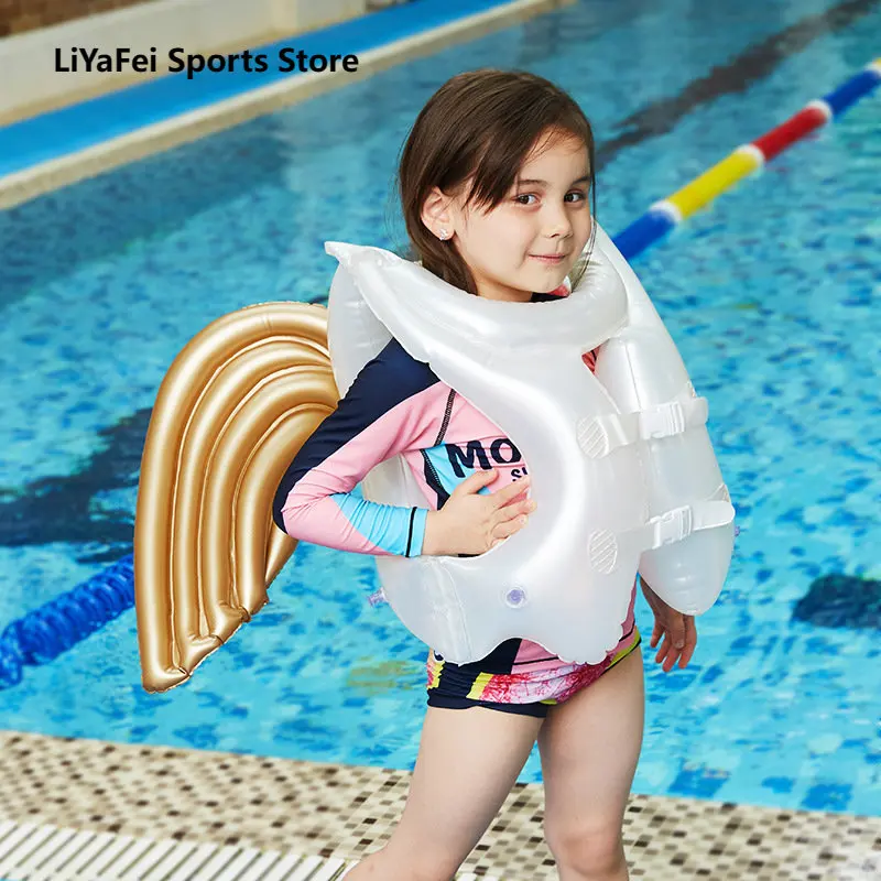 Children Angel Wings Life Jacket Inflatable Swimming Pool Vest Buoyancy Jacket Training Beanch Swim Vest for Kids Free Gifts