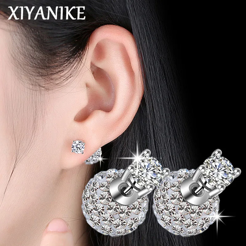 

XIYANIKE Shiny Zircon Ear Stud Earrings For Women Girl Korean Fashion New Piercing Jewelry Lady Gift Party Wedding сережки