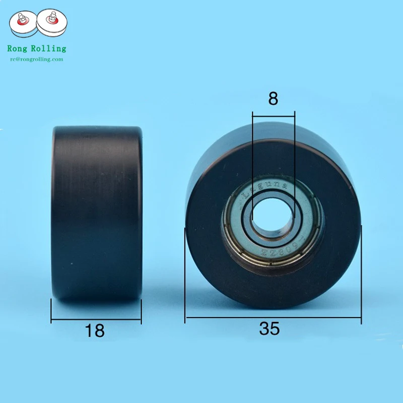 

8*35*18 Plastic packages bearing 608zz bore 8mm, roller diameter 35mm,thickness 18mm. 10pcs/lot