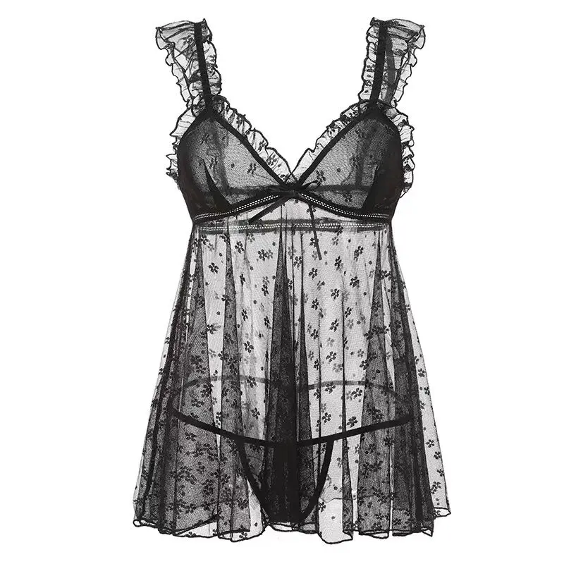 Соблазнительное ночное белье в горошек женские прозрачные ночные рубашки на