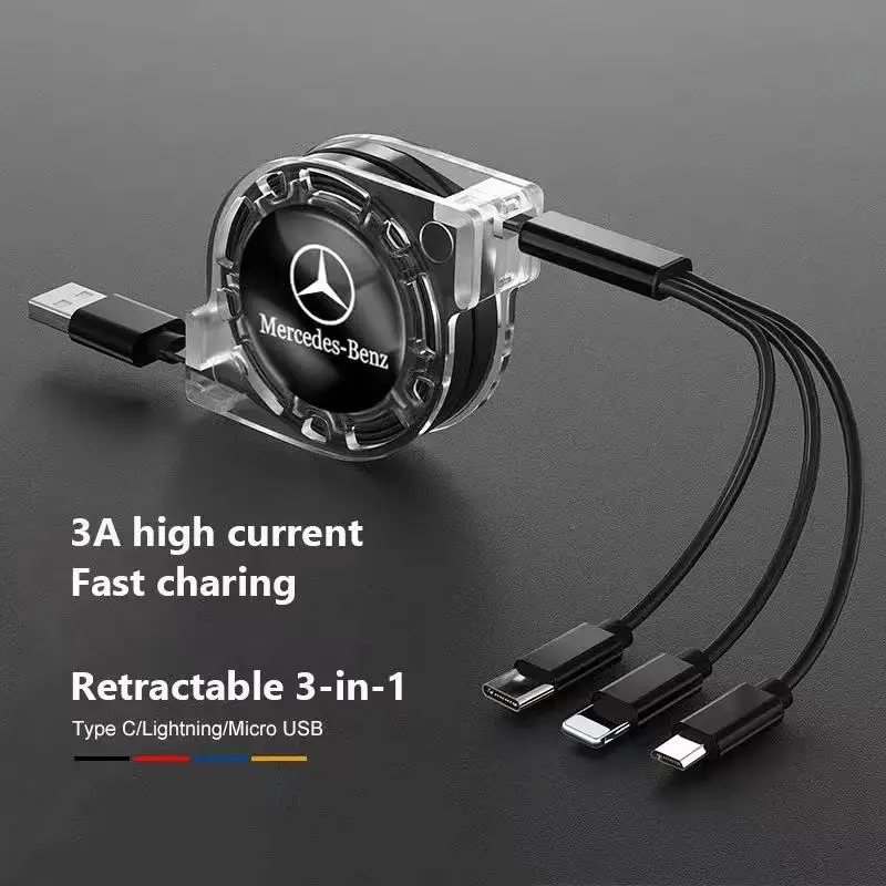 Интерьер автомобиля 3 в 1 быстрое зарядное устройство USB-кабель для передачи