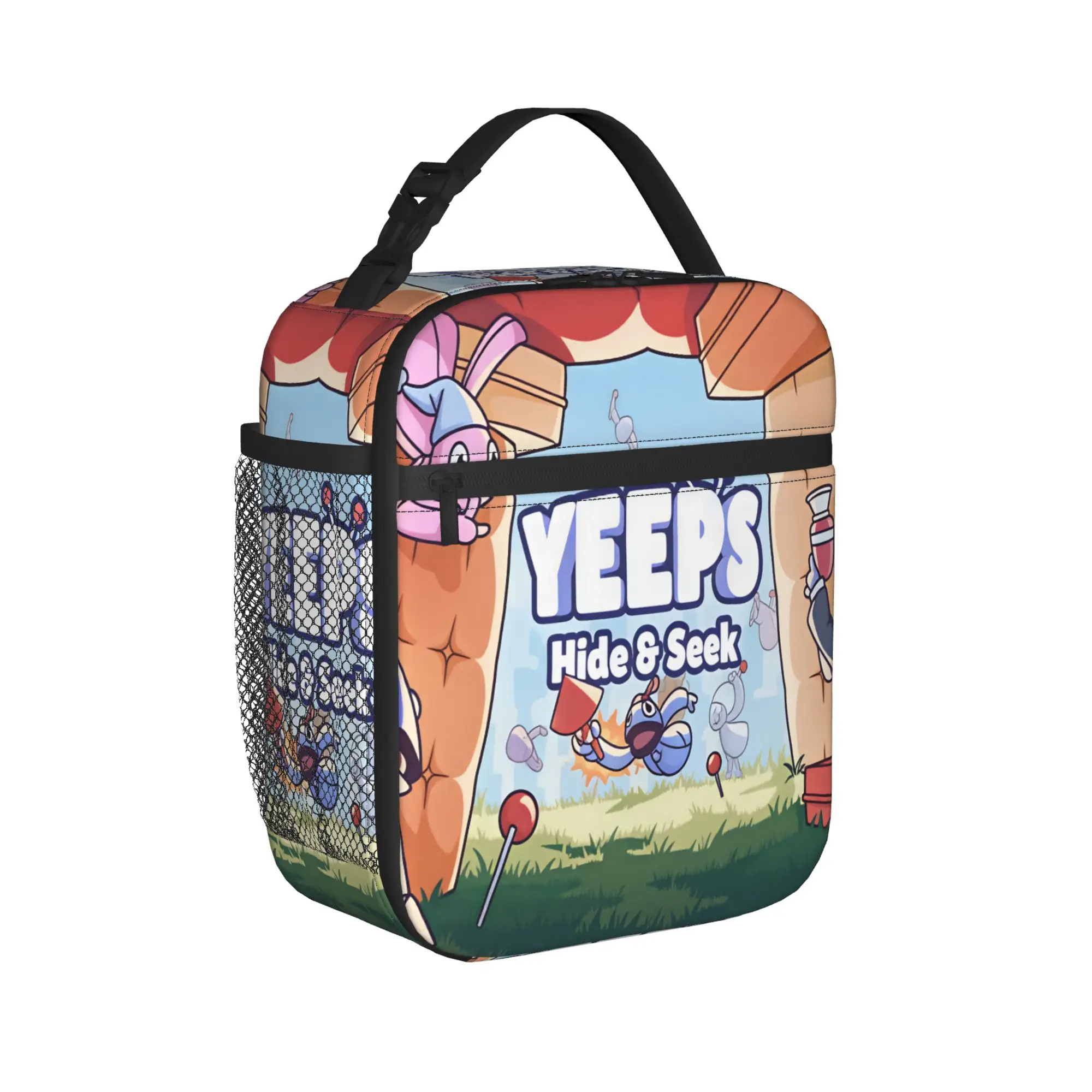 Фото Сумка для обеда Yeeps Hide And Seek, забавный ланч-бокс, удобная дорожная сумка для еды для детей, сумка-холодильник из оксфордской ткани с принтом. №2