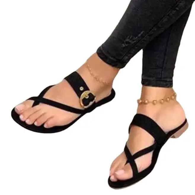 

Summer Women Sandals Metal Fashion Flip Flops Clip Toe Casual Ladies Sandals Shoes Footwear Outdoor Beach Women's Shoes Large
