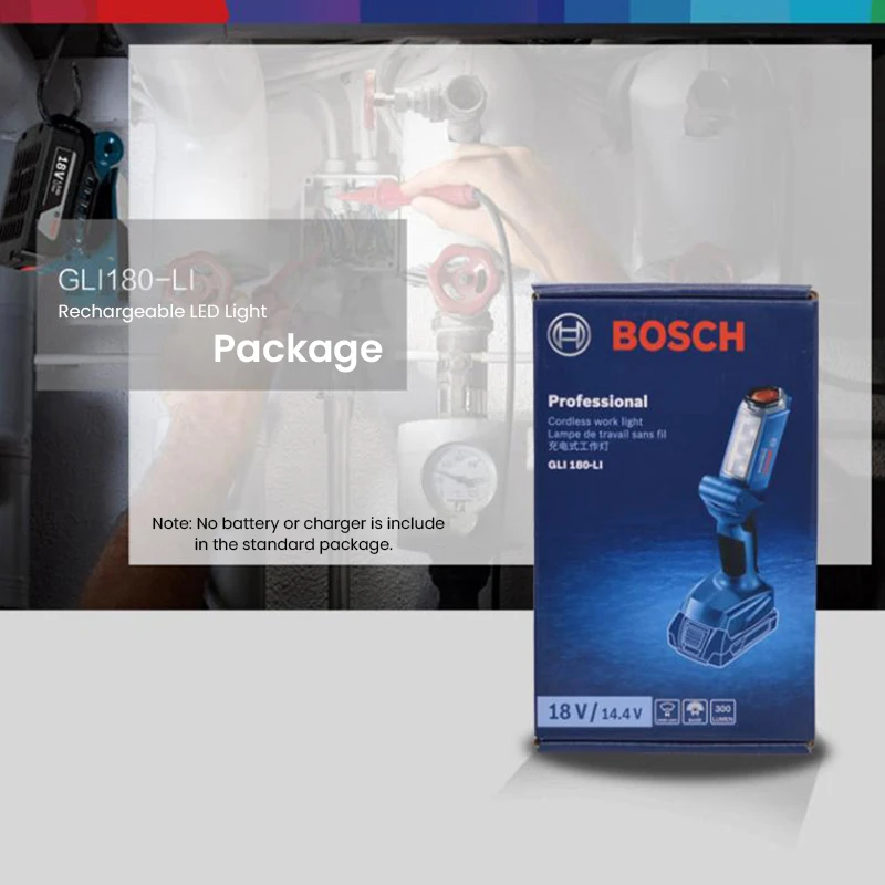Bosch Gli180 светодиодный аккумулятор 18 В 330 люмен перезаряжаемый рабочий фонарь
