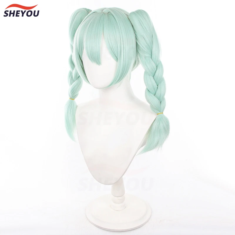 Парик для косплея зайчика Miku зеленые длинные термостойкие искусственные волосы