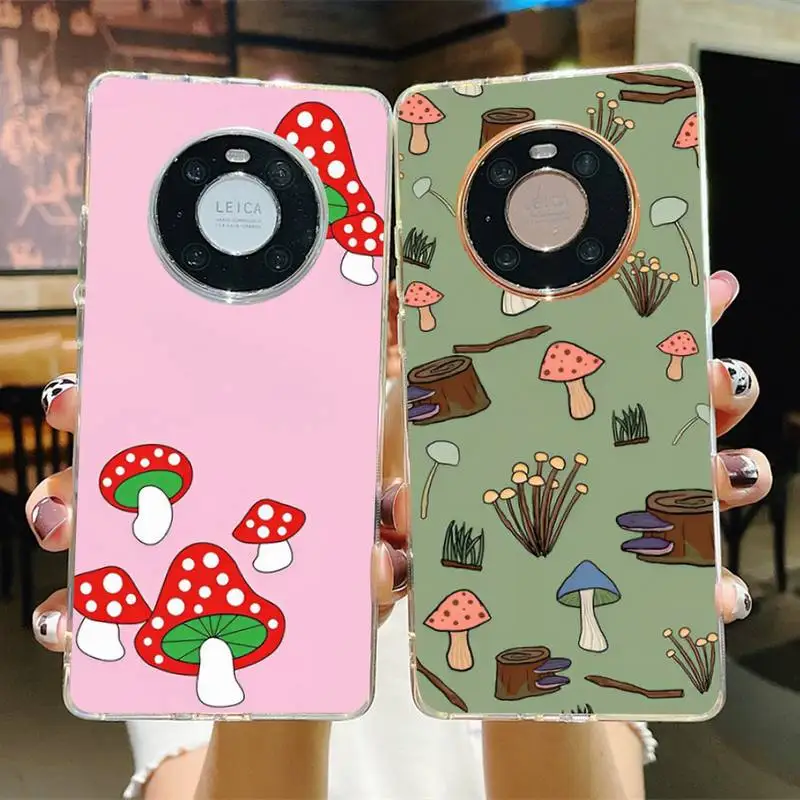 

FHNBLJ Cute Mushroom Phone Case for Samsung S21 A10 for Redmi Note 7 9 for Huawei P30Pro Honor 8X 10i cover
