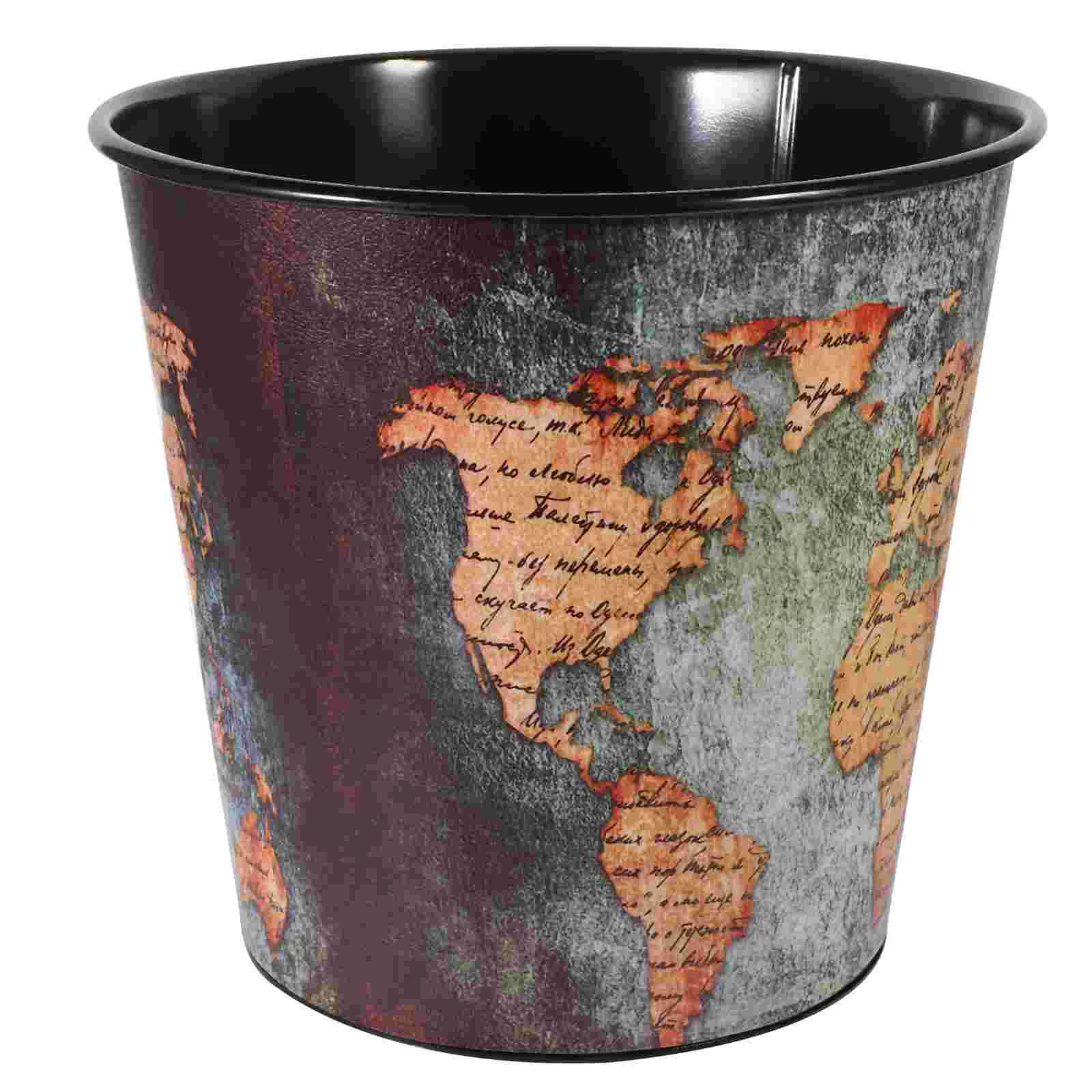 

Garbage Container Trash Can Metal Garbage Bin Vintage Waste Bin Container for Kitchen Bathroom Office