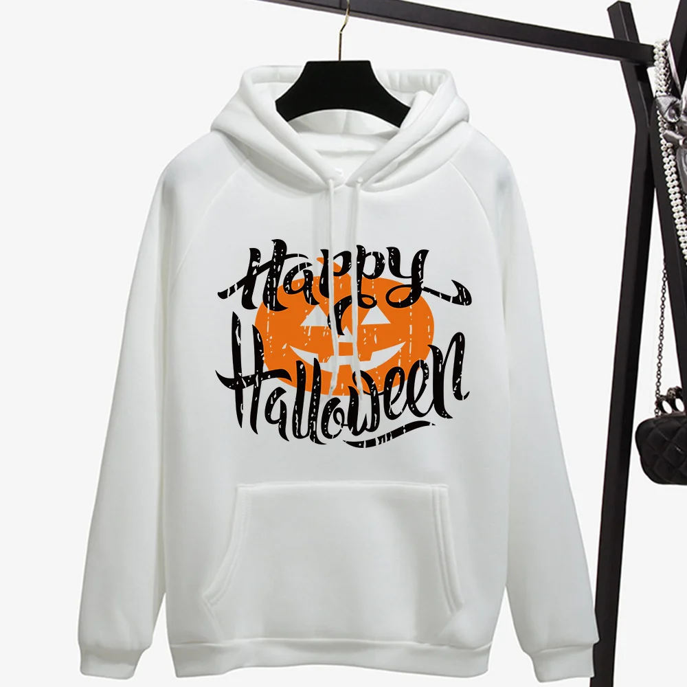 Halloween Pumpkin Print Hoodies Men And Women's Pullovers Solid Color Round Neck Causal Streetwear Cosplay Oversized  Sweatshirt
