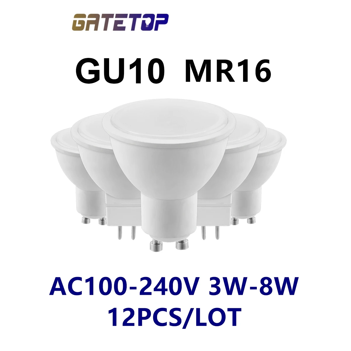 Светодиодный прожектор GU10 MR16 3 Вт-8 Вт AC120 AC230v, регулируемый срок, 50 Вт, 100 Вт