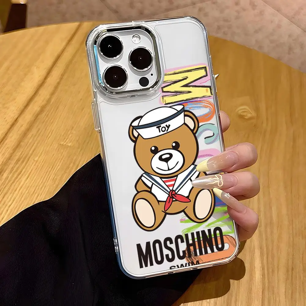 Модный чехол для телефона для iPhone 18 17 16 Air E 15 14 13 12 11 Plus Pro Max с гальваническим покрытием M-Moschino, прозрачный мягкий корпус. (art.: 3920dd206eeba) - 3920dd206eeba