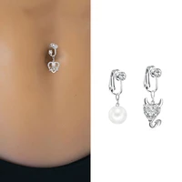 butterfly fake belly button ring fake belly piercing clip on umbilical navel fake piercing faux belly cartilage earring clip