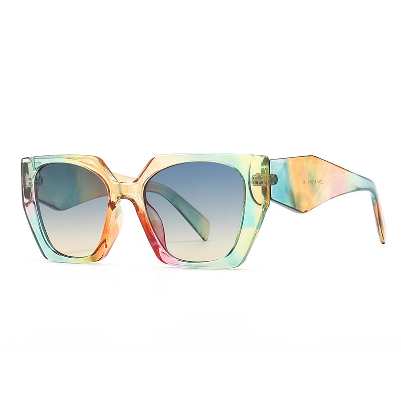 

Retro Polygon Cat Eye Colorful Sunglasses Women Fashion Brand Designer Clear Gradient Shades UV400 Men Sun Glasses