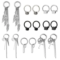new popular 1 piece stainless steel painless ear clip earrings for menwomen punk black non piercing fake earrings jewelry gifts
