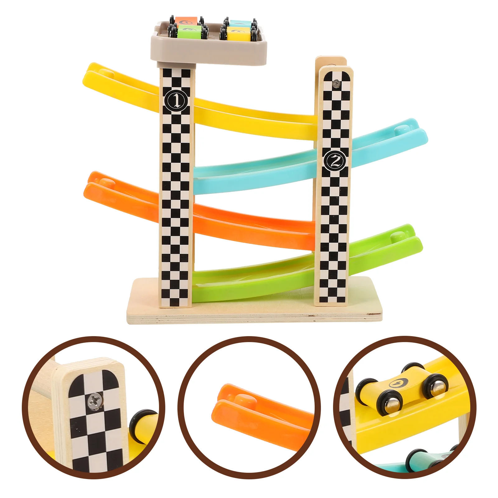 

Car Track Toy Decorative Wood Wooden Slide Racer Kids Parking Garage Game Child