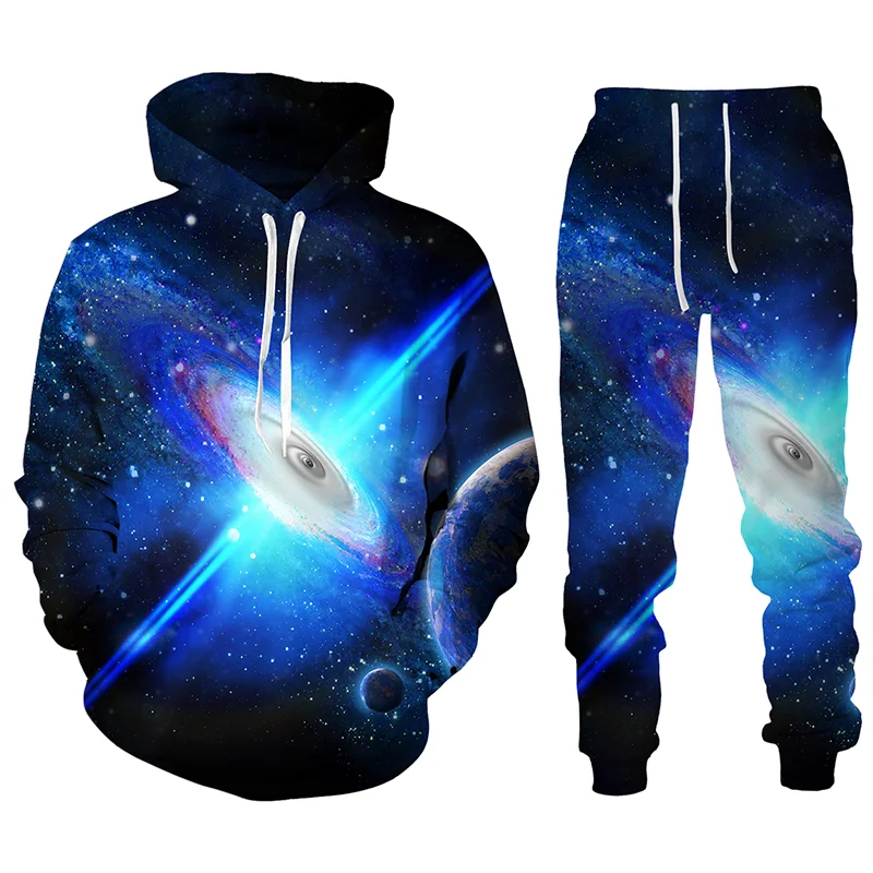 

Europe And The United States Fashion 3G Print Digital Star Trend Lovers Outfit Male/Female Spring Sports Hoodie Leisure Set